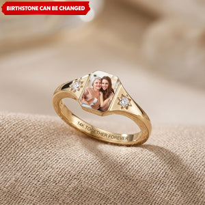 Personalized Upload Photo & Birthstone Ring