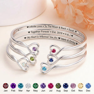 All Of Me Loves All Of You Personalized Birthstone Heart Cuff Bracelet