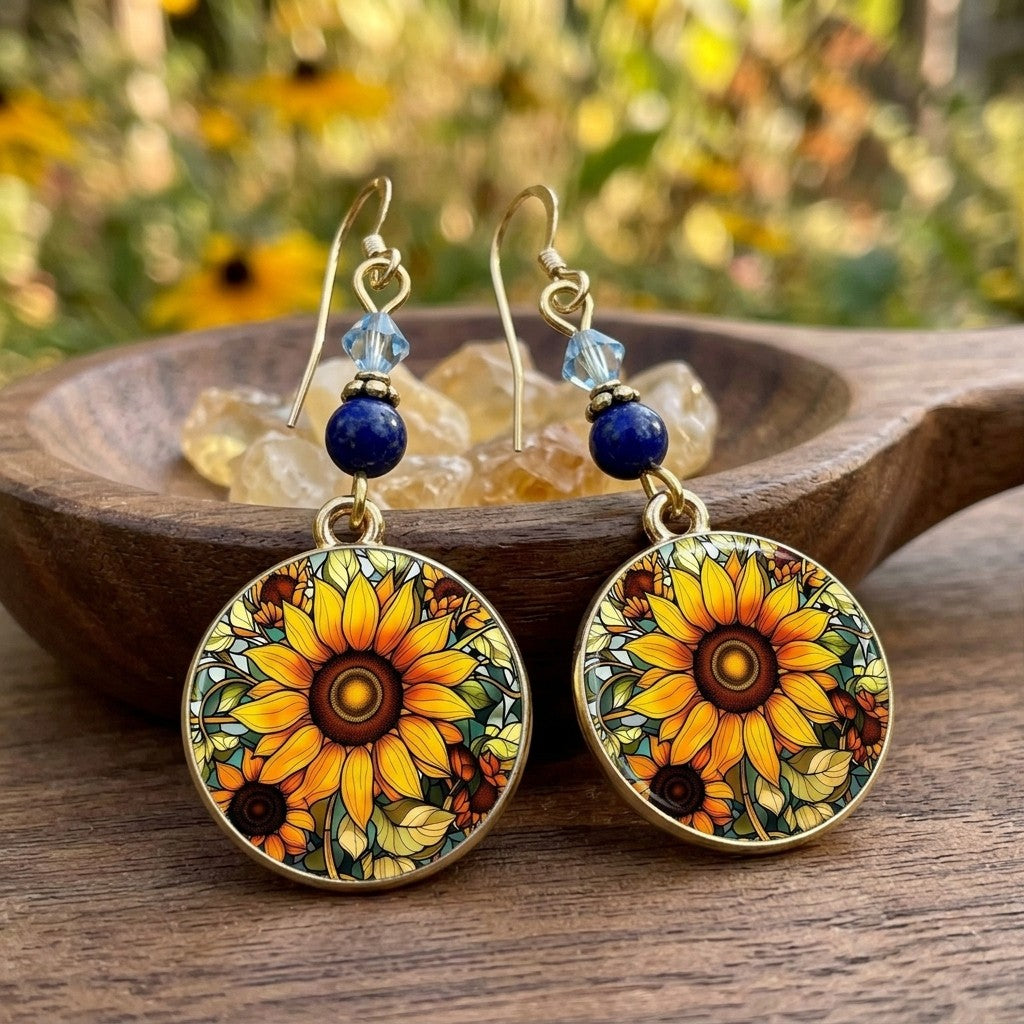 Sunrise Gradient Dangle Earrings – Mountain Color Block Jewelry Gift for Women
