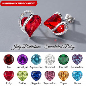 Infinity Love Heart Crystal Stud Earrings for Women Personalized Birthstone and Healing Stone Earring Gifts for Mom, Wife, and Her