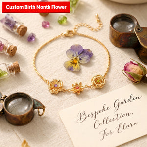 Friendship Garden Personalized 1-10 Three-Dimensional Birth Flowers Bracelet For Sisters/Mom/Grandma/Wife