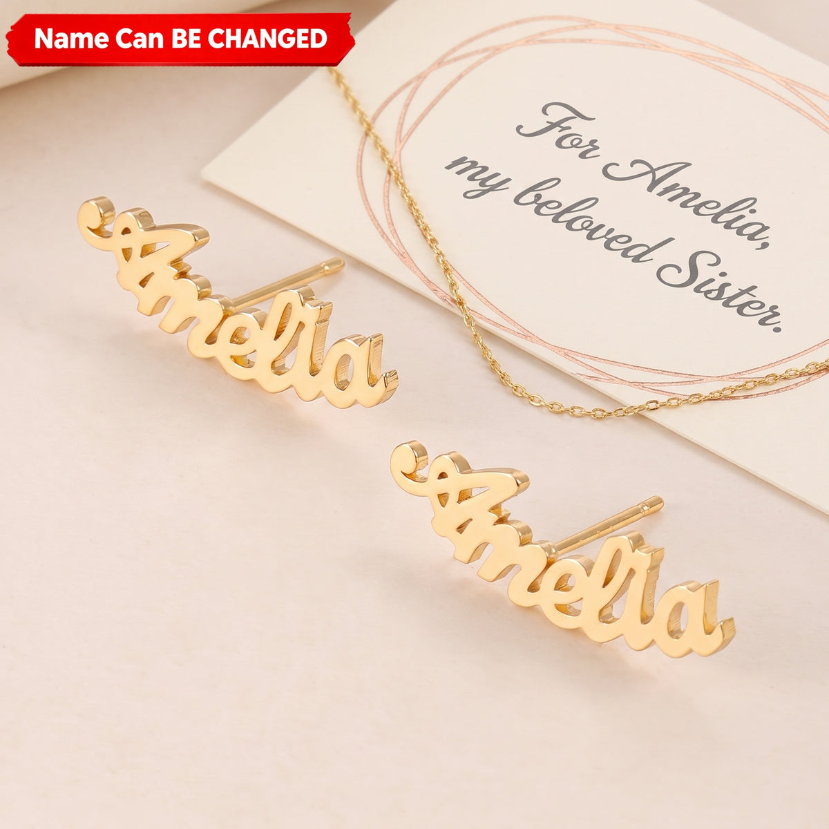 Custom Hollow Name Personalized Jewelry Stud Stainless Steel Gold Silver Earrings