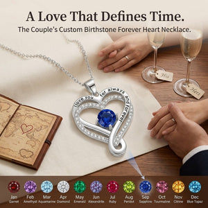 Personalized Infinity Heart Birthstone I Love You Necklace Sterling Silver Jewelry for Women Wife Birthday Anniversary