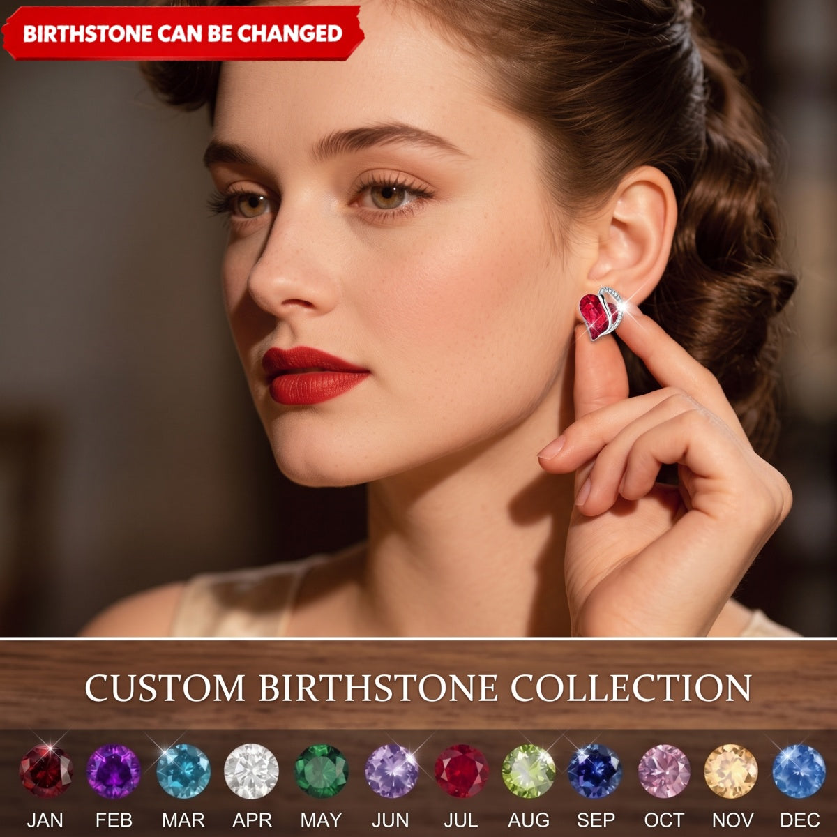 Infinity Love Heart Crystal Stud Earrings for Women Personalized Birthstone and Healing Stone Earring Gifts for Mom, Wife, and Her