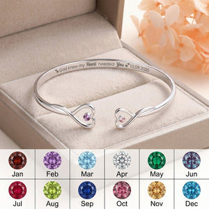 All Of Me Loves All Of You Personalized Birthstone Heart Cuff Bracelet