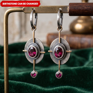 Vintage Garnet Crystal in Sterling Silver Personalized Birthstone Boho Earrings