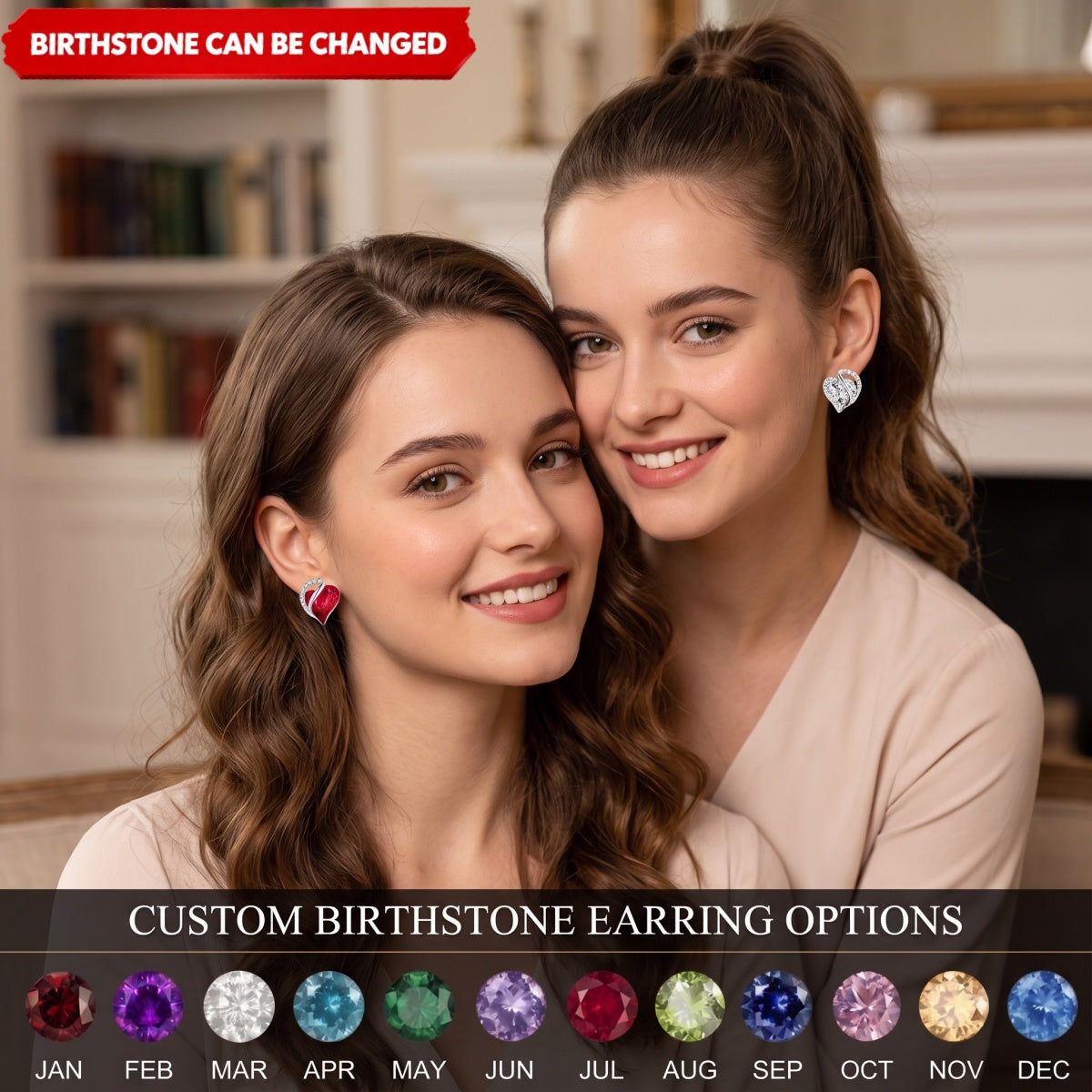 Infinity Love Heart Crystal Stud Earrings for Women Personalized Birthstone and Healing Stone Earring Gifts for Mom, Wife, and Her