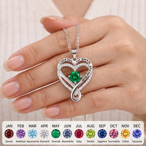 Personalized Infinity Heart Birthstone I Love You Necklace Sterling Silver Jewelry for Women Wife Birthday Anniversary