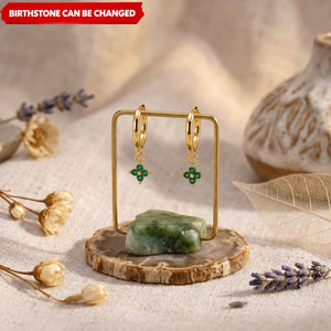 Personalized Dainty Flower Birthstone Huggies Earrings Everyday Dangle Hoop Jewelry for Women Mom