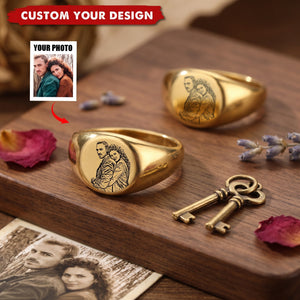 Custom Photo Dainty Engraved Name Personalized Ring - Gift For Her Mom Grandma Couple